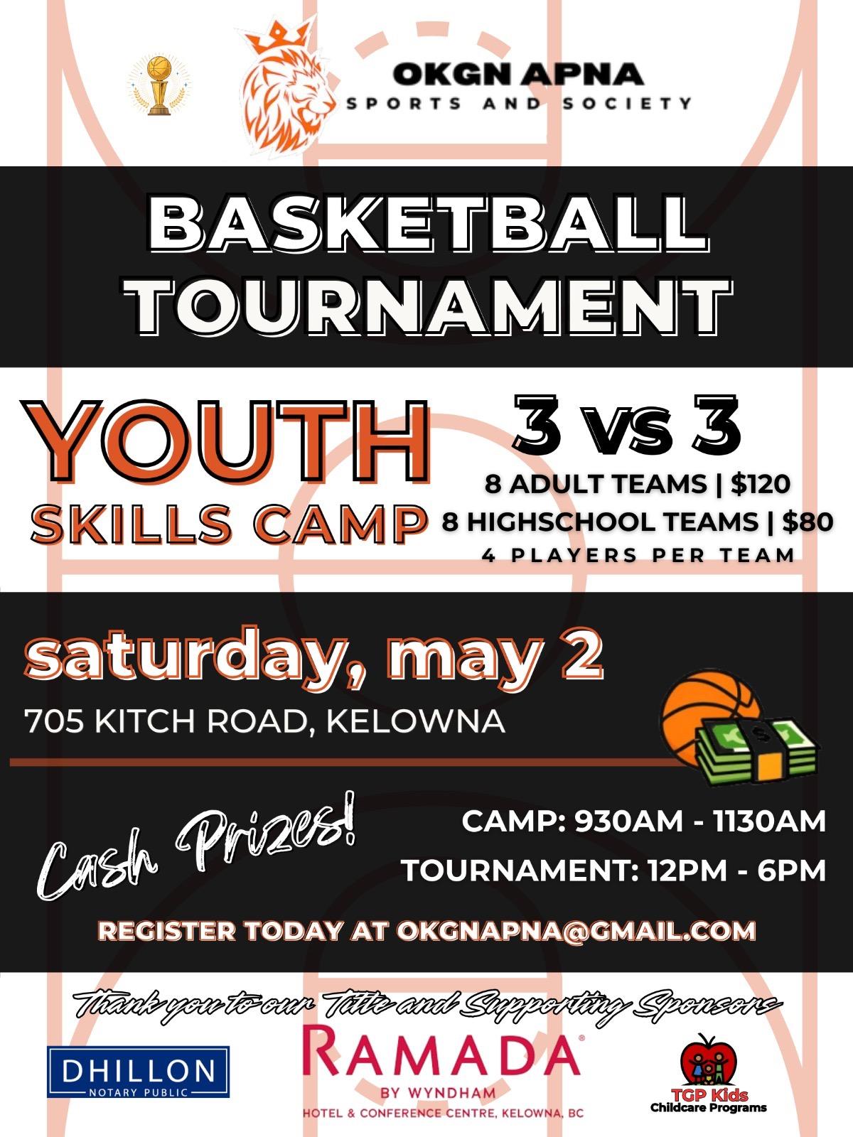 3 on 3 Basketball Tournament and Youth Skills Camp